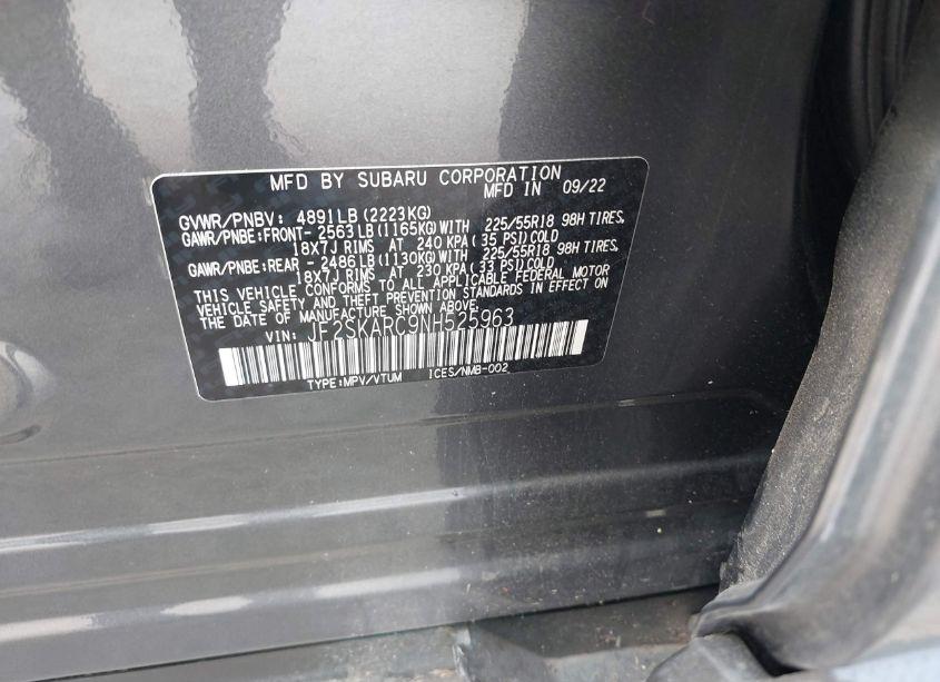 Photo 9 of 2022 Subaru Forester TOURING (VIN JF2SKARC9NH525963)