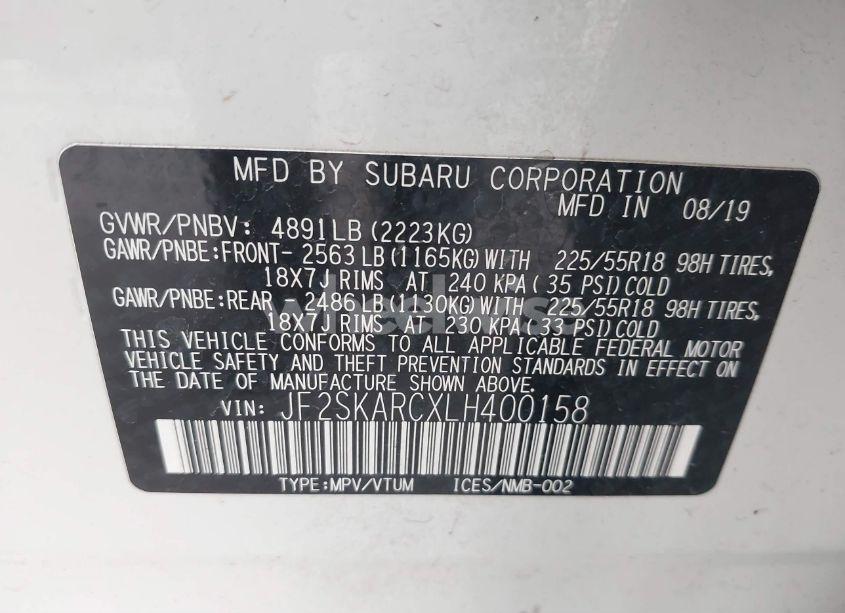 Photo 9 of 2020 Subaru Forester SPORT (VIN JF2SKARCXLH400158)