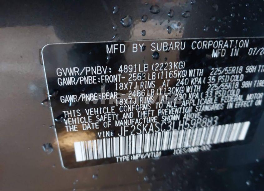 Photo 9 of 2020 Subaru Forester LIMITED (VIN JF2SKASC3LH598883)