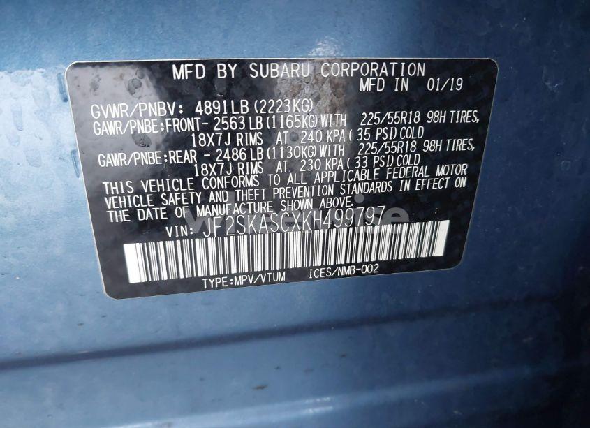 Photo 9 of 2019 Subaru Forester LIMITED (VIN JF2SKASCXKH499797)