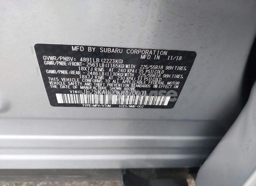 Photo 9 of 2019 Subaru Forester LIMITED (VIN JF2SKAUC0KH470001)