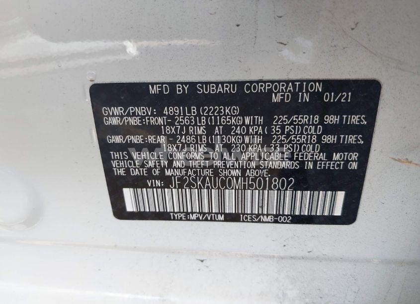 Photo 9 of 2021 Subaru Forester LIMITED (VIN JF2SKAUC0MH501802)