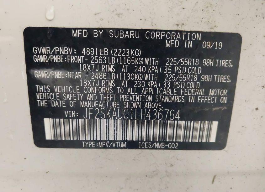 Photo 9 of 2020 Subaru Forester LIMITED (VIN JF2SKAUC1LH436764)
