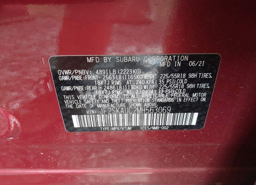 Photo 9 of 2021 Subaru Forester LIMITED (VIN JF2SKAUC2MH563069)