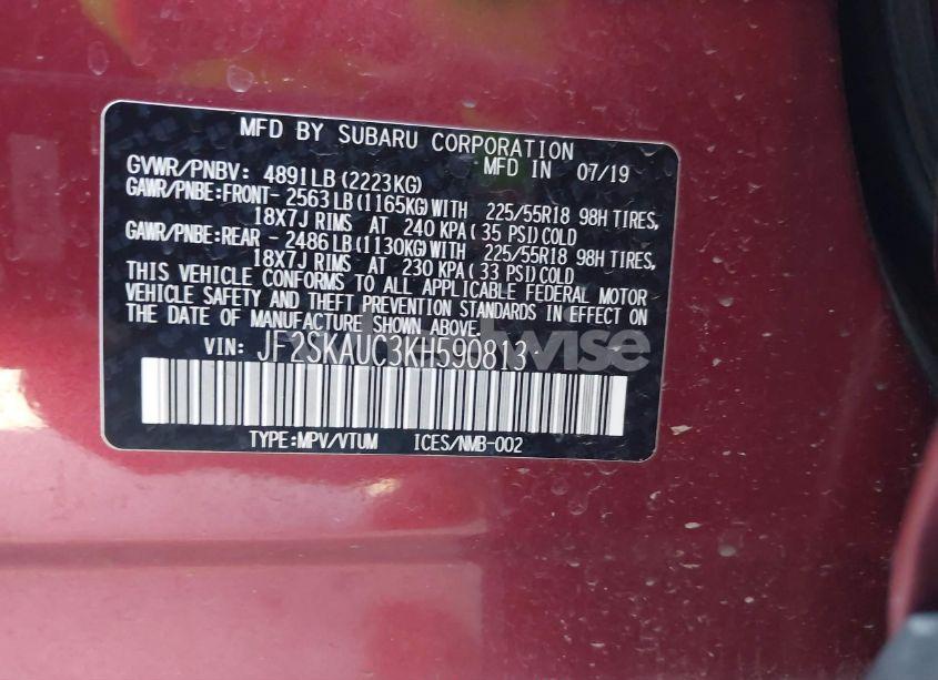 Photo 9 of 2019 Subaru Forester LIMITED (VIN JF2SKAUC3KH590813)