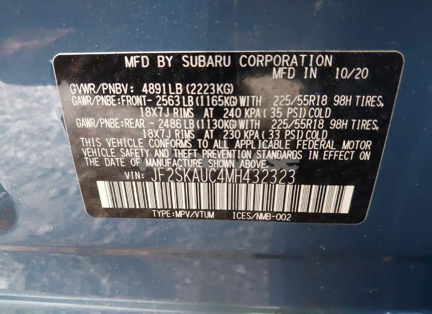 Photo 9 of 2021 Subaru Forester LIMITED (VIN JF2SKAUC4MH432323)