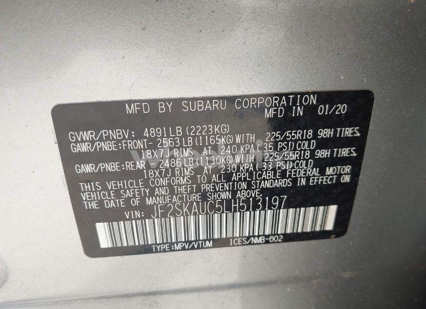 Photo 9 of 2020 Subaru Forester LIMITED (VIN JF2SKAUC5LH513197)