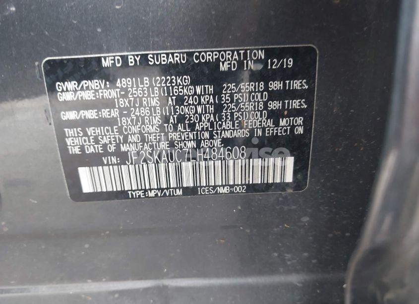 Photo 9 of 2020 Subaru Forester LIMITED (VIN JF2SKAUC7LH484608)