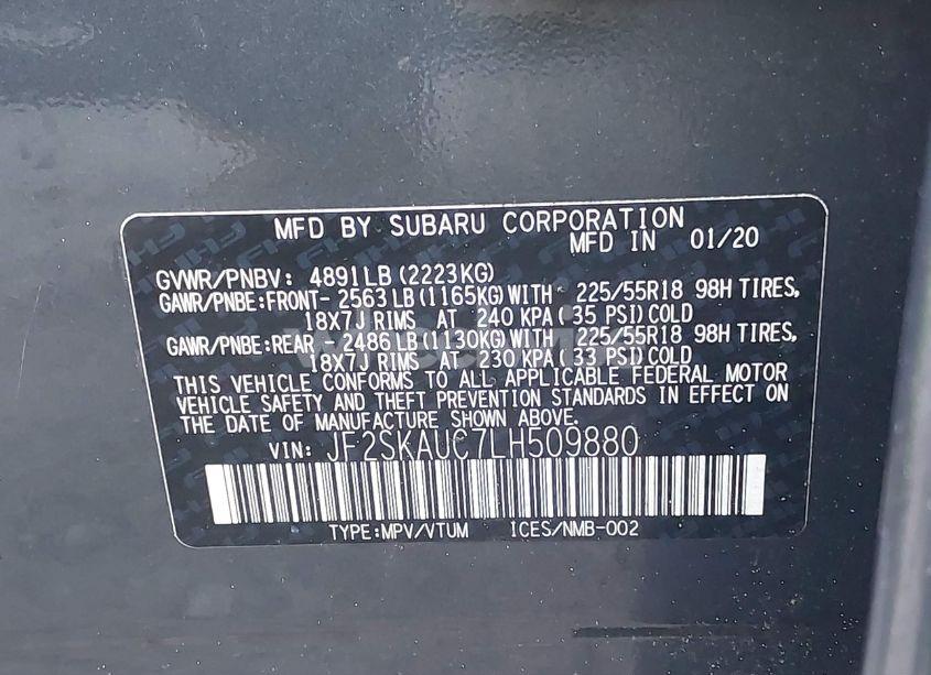 Photo 9 of 2020 Subaru Forester LIMITED (VIN JF2SKAUC7LH509880)