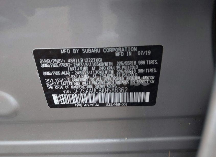 Photo 9 of 2019 Subaru Forester LIMITED (VIN JF2SKAUC8KH588362)