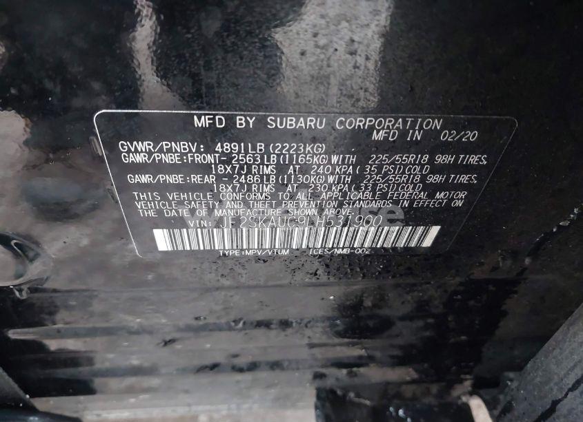 Photo 9 of 2020 Subaru Forester LIMITED (VIN JF2SKAUC9LH531900)