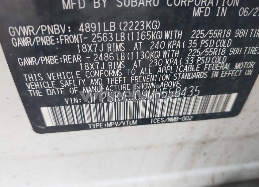 Photo 9 of 2021 Subaru Forester LIMITED (VIN JF2SKAUC9MH558435)