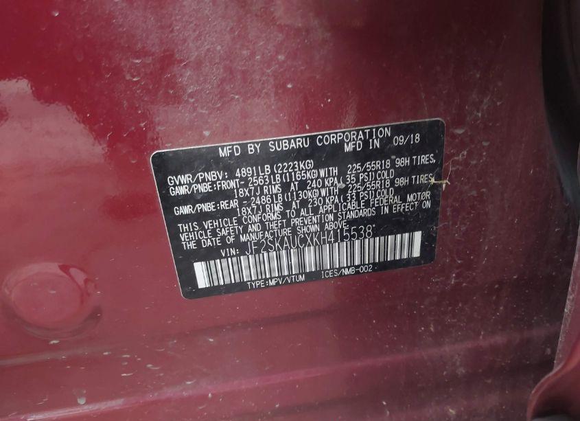 Photo 9 of 2019 Subaru Forester LIMITED (VIN JF2SKAUCXKH415538)