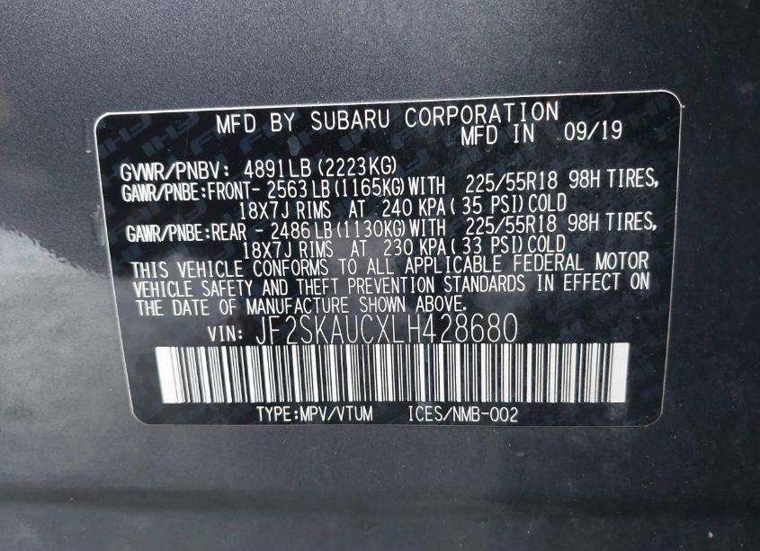 Photo 9 of 2020 Subaru Forester LIMITED (VIN JF2SKAUCXLH428680)