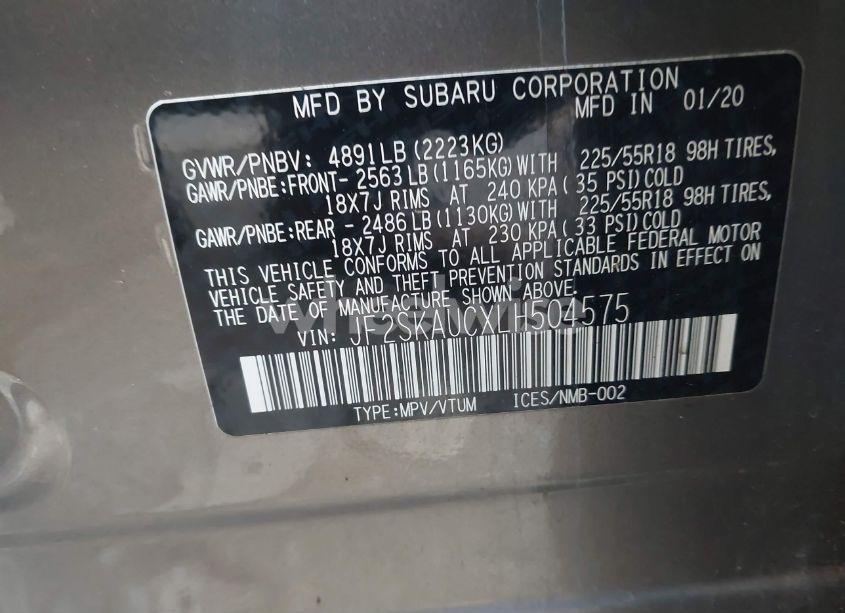 Photo 9 of 2020 Subaru Forester LIMITED (VIN JF2SKAUCXLH504575)