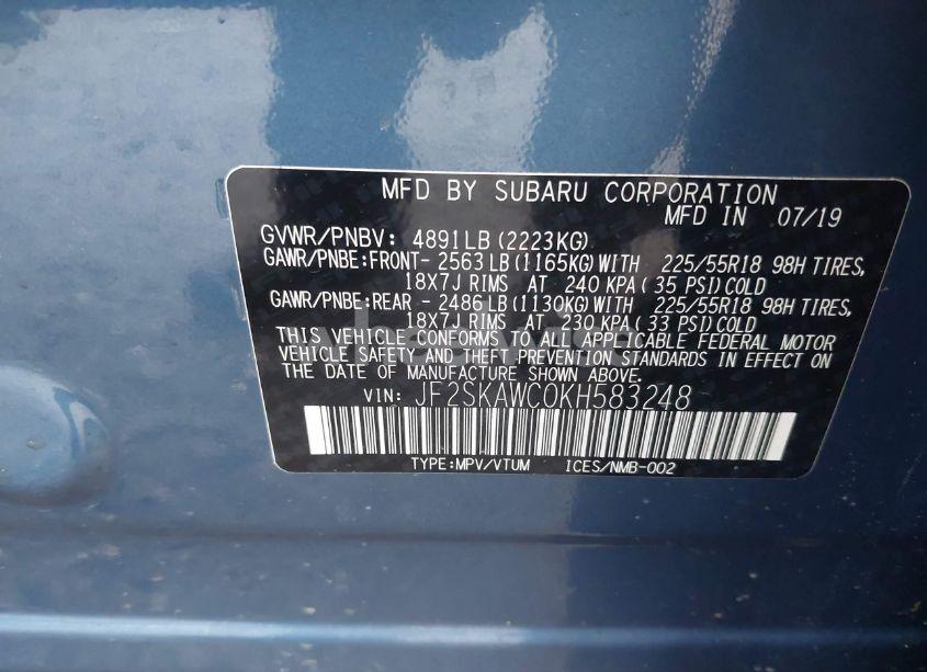 Photo 9 of 2019 Subaru Forester TOURING (VIN JF2SKAWC0KH583248)