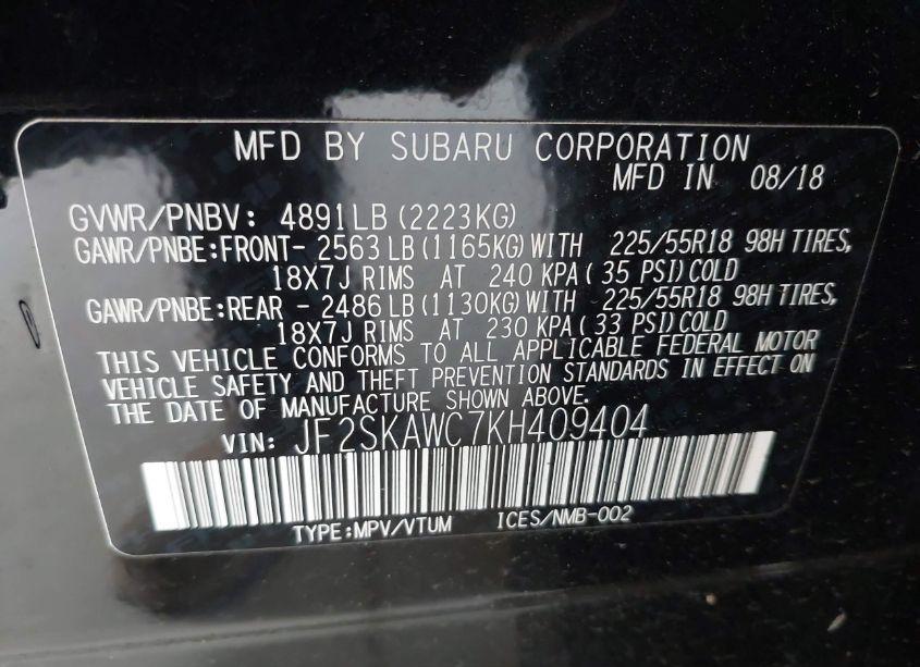 Photo 9 of 2019 Subaru Forester TOURING (VIN JF2SKAWC7KH409404)