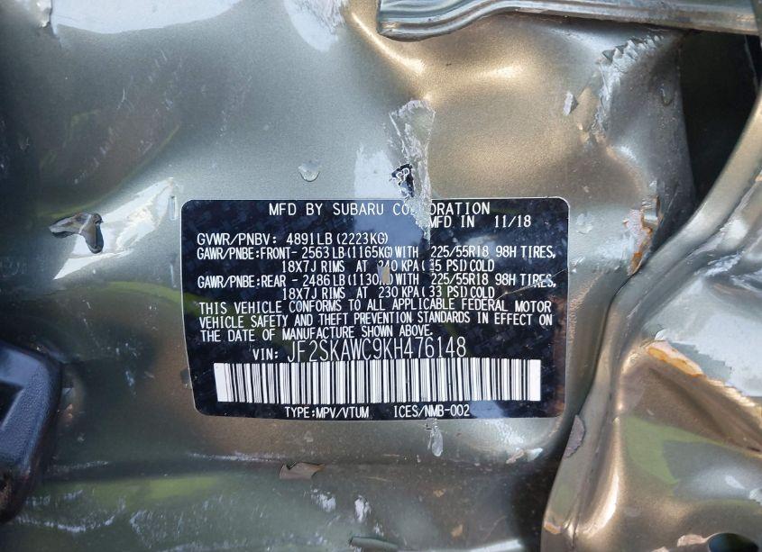 Photo 9 of 2019 Subaru Forester TOURING (VIN JF2SKAWC9KH476148)