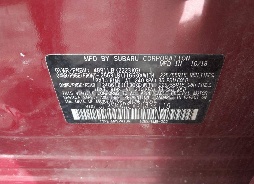 Photo 9 of 2019 Subaru Forester TOURING (VIN JF2SKAWCXKH434118)