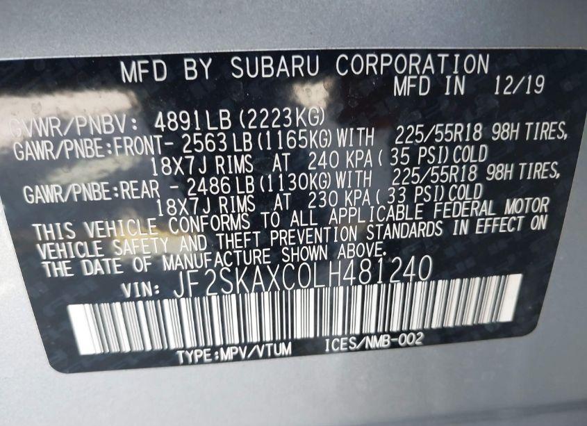 Photo 9 of 2020 Subaru Forester TOURING (VIN JF2SKAXC0LH481240)