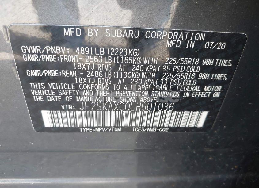 Photo 9 of 2020 Subaru Forester TOURING (VIN JF2SKAXC0LH601036)