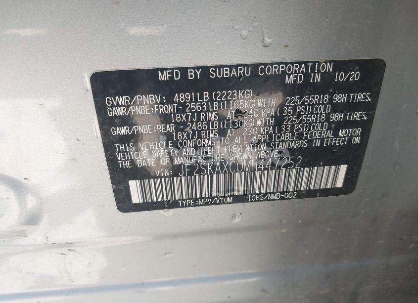 Photo 9 of 2021 Subaru Forester TOURING (VIN JF2SKAXC0MH447252)