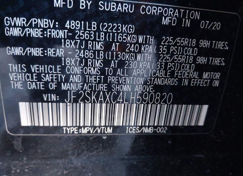 Photo 9 of 2020 Subaru Forester TOURING (VIN JF2SKAXC4LH590820)