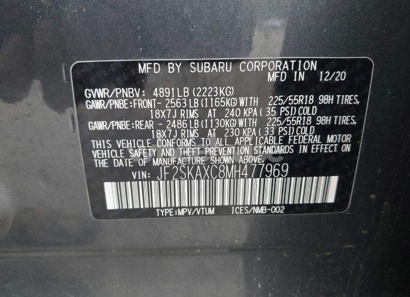 Photo 9 of 2021 Subaru Forester TOURING (VIN JF2SKAXC8MH477969)