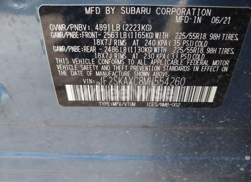 Photo 9 of 2021 Subaru Forester TOURING (VIN JF2SKAXC8MH554260)
