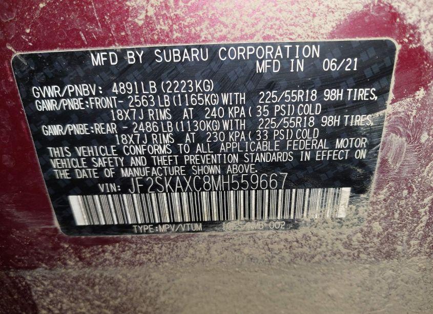 Photo 9 of 2021 Subaru Forester TOURING (VIN JF2SKAXC8MH559667)