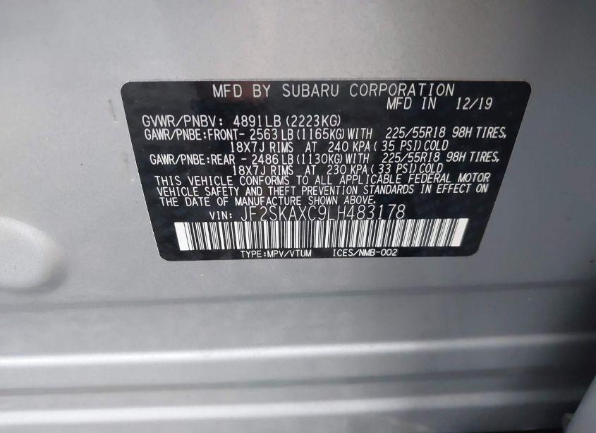 Photo 9 of 2020 Subaru Forester TOURING (VIN JF2SKAXC9LH483178)