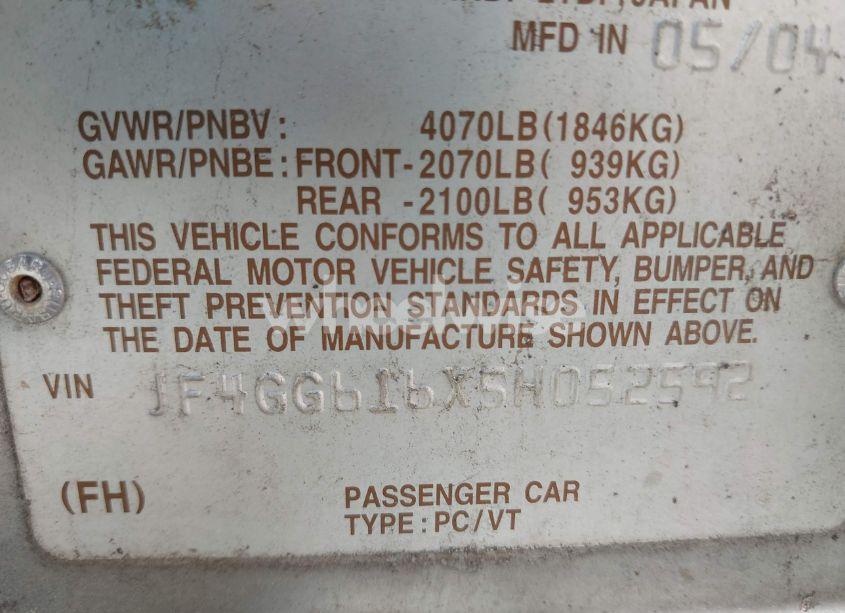 Photo 9 of 2005 Saab 9-2x LINEAR (VIN JF4GG616X5H052592)