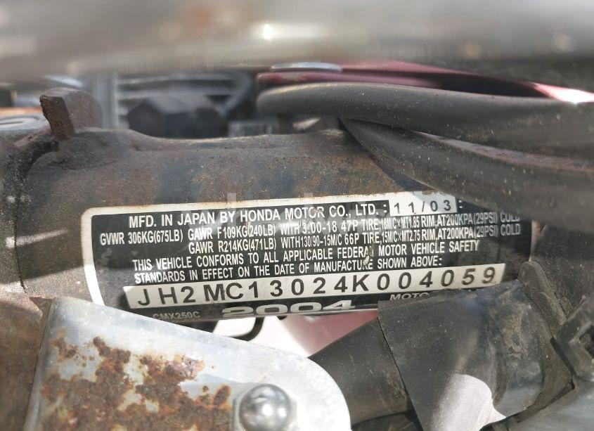 Photo 10 of 2004 Honda Cmx250 C (VIN JH2MC13024K004059)