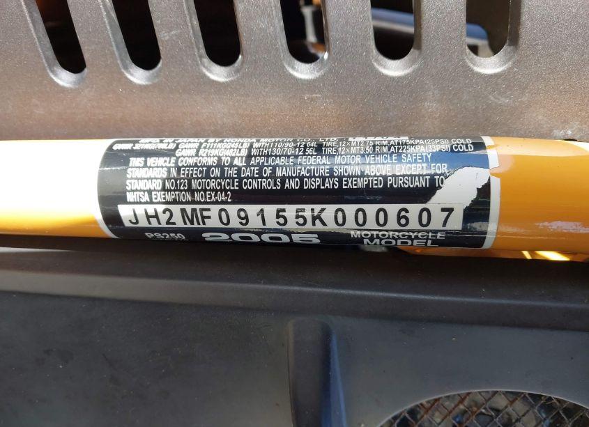 Photo 10 of 2005 Honda Ps250 (VIN JH2MF09155K000607)