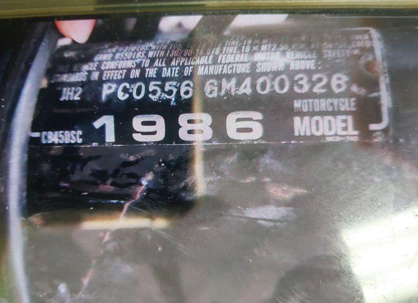 Photo 9 of 1986 Honda Cb450 SC (VIN JH2PC0556GM400326)