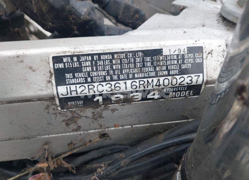Photo 10 of 1994 Honda Vfr750 F (VIN JH2RC3616RM400237)