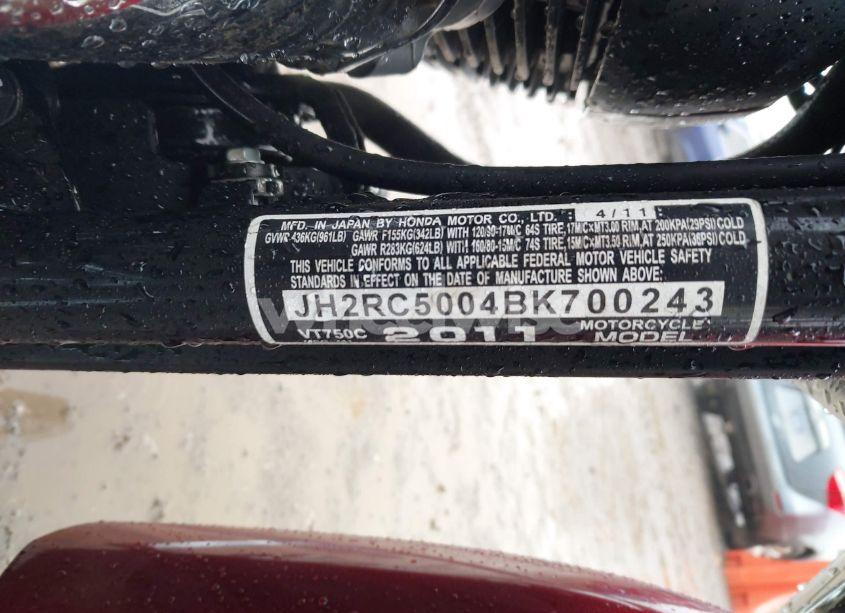 Photo 10 of 2011 Honda Vt750 C (VIN JH2RC5004BK700243)
