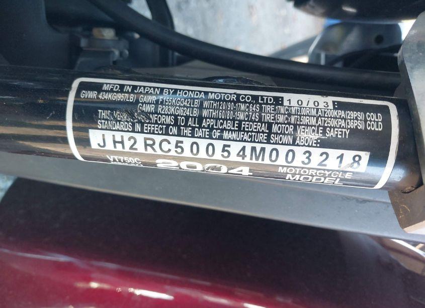 Photo 10 of 2004 Honda Vt750 C (VIN JH2RC50054M003218)