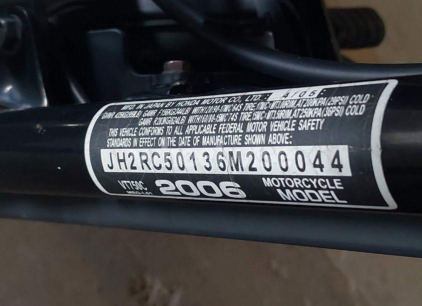 Photo 10 of 2006 Honda Vt750 C (VIN JH2RC50136M200044)
