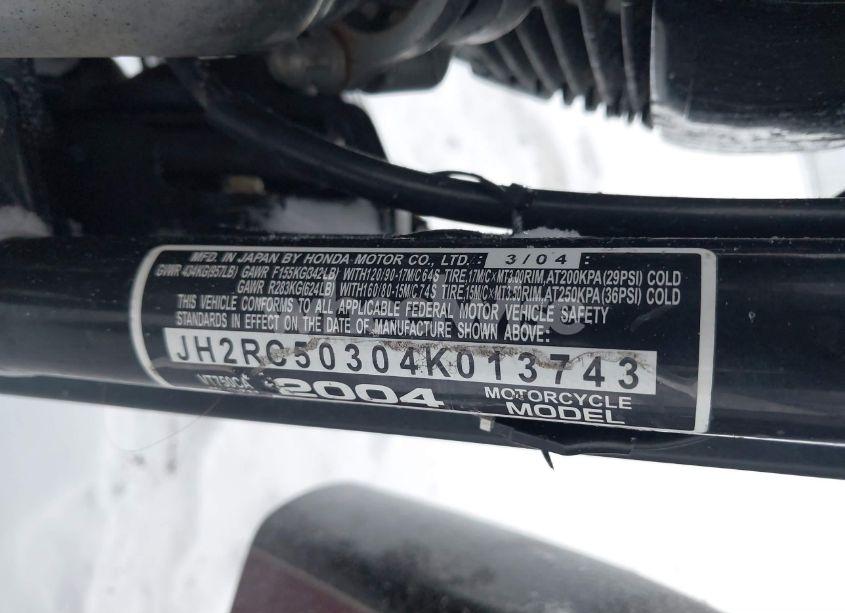 Photo 10 of 2004 Honda Vt750 CA (VIN JH2RC50304K013743)