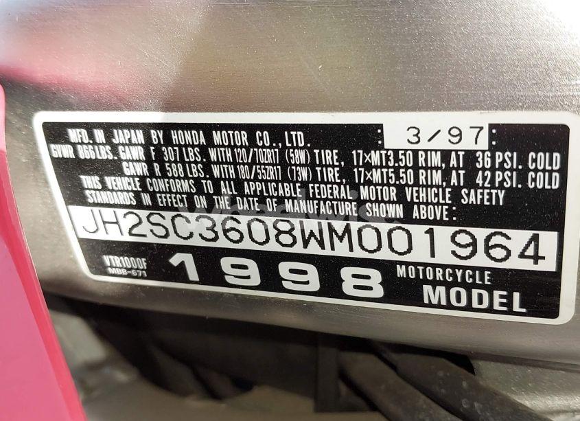 Photo 10 of 1998 Honda Vtr1000 F (VIN JH2SC3608WM001964)