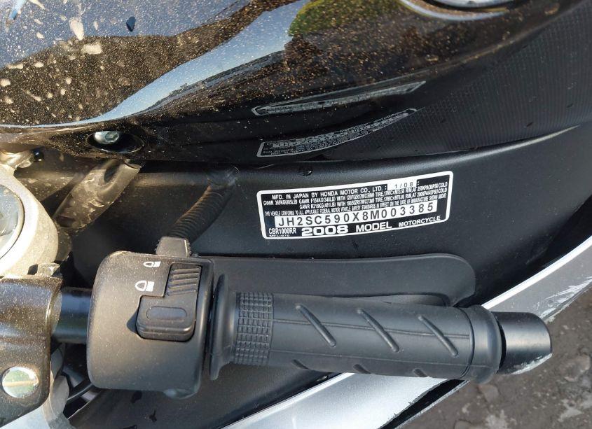 Photo 10 of 2008 Honda Cbr1000 RR (VIN JH2SC590X8M003385)