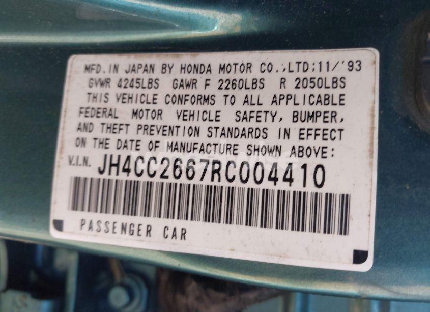 Photo 9 of 1994 Acura Vigor GS (VIN JH4CC2667RC004410)