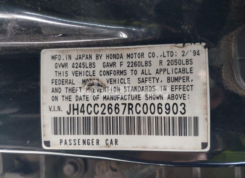 Photo 9 of 1994 Acura Vigor GS (VIN JH4CC2667RC006903)