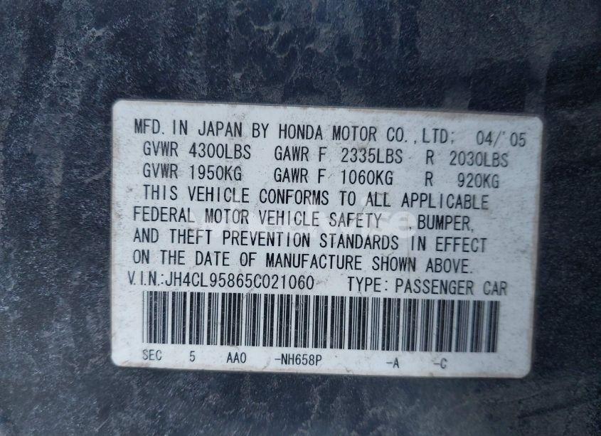 Photo 9 of 2005 Acura Tsx N/A (VIN JH4CL95865C021060)