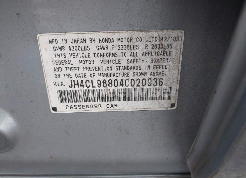 Photo 9 of 2004 Acura Tsx N/A (VIN JH4CL96804C020936)