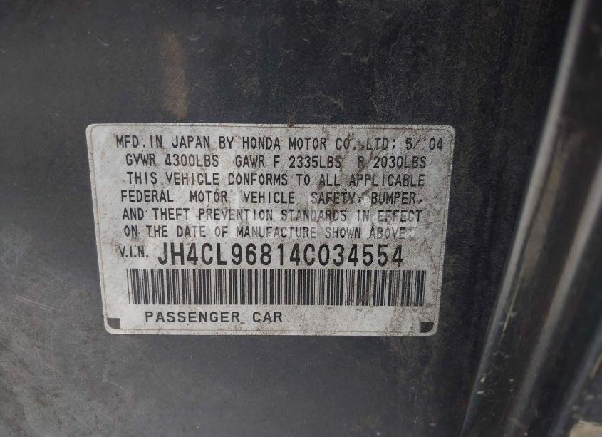 Photo 9 of 2004 Acura Tsx (VIN JH4CL96814C034554)