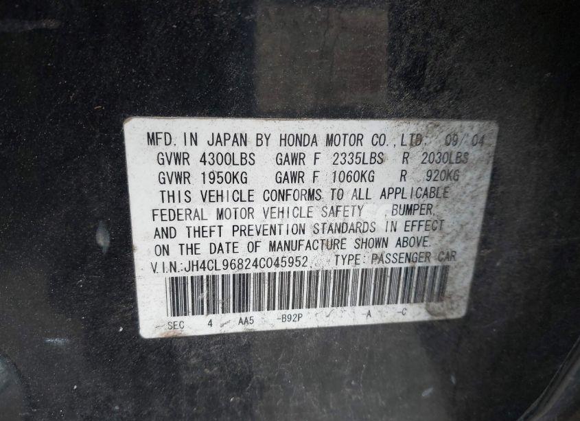 Photo 9 of 2004 Acura Tsx N/A (VIN JH4CL96824C045952)