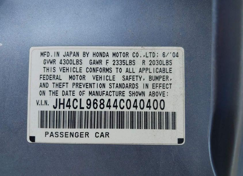 Photo 9 of 2004 Acura Tsx N/A (VIN JH4CL96844C040400)