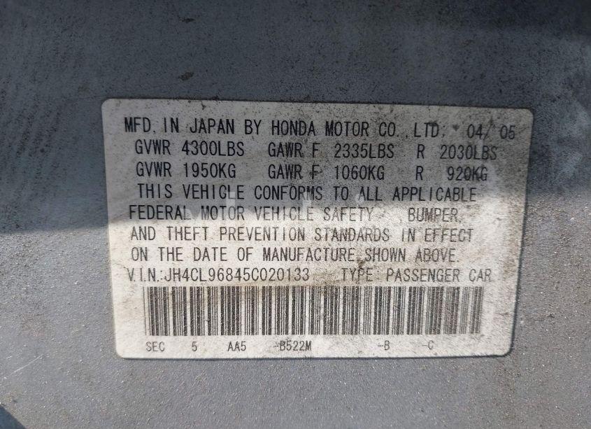 Photo 9 of 2005 Acura Tsx N/A (VIN JH4CL96845C020133)